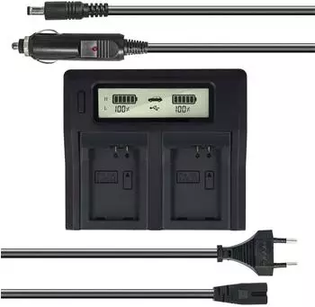 Akku-King Dual Akku-Ladegerät kompatibel mit Nikon EN-EL25 / EN-EL25a mit USB-Anschluss LCD-Display und Kfz-Ladekabel Schnellladegerät
