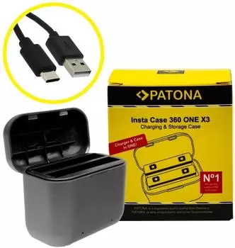 Patona Dual Ladebox für Insta360 ONE X3 mit USB-C Kabel (1454)