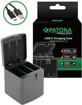 Patona Triple-Charger Ladebox f&uuml;r GoPro Hero 13 (4243)