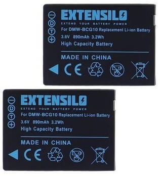 EXTENSILO 2x Akku kompatibel mit Panasonic Lumix DMC-TZ22, DMC-TZ25, DMC-TZ30 Kamera (890mAh, 3,6V, Li-Ion)