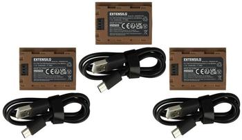 EXTENSILO 3x Akku Ersatz für Sony NP-FZ100 für Kamera (2400 mAh, 7,2 V, Li-Ion), USB-C Buchse