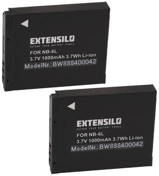 EXTENSILO 2X Akku kompatibel mit Canon PowerShot D10, S90, SD770is, S95, S120, D20 Kamera (1000mAh, 3,7V, Li-Ion)