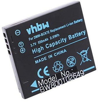 vhbw Akku LI-ION 550mAh kompatibel mit PANASONIC Lumix DMC-FX80, DMC-FX90 ersetzt DMW-BCK7, DMW-BCK7E, DMW-BCK7PP, NCA-YN101F, VW-BCK7, NCA-YN101G, NCA-YN101H