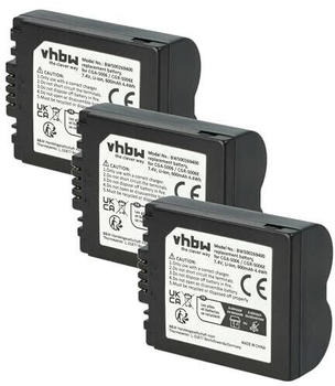 vhbw 3 x Akku Set 600mAh kompatibel mit Kamera Panasonic: Lumix DMC-FZ7, FZ8, FZ18, FZ28, FZ30, FZ35, FZ38, FZ50