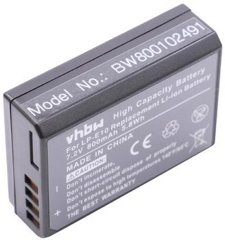 vhbw Akku kompatibel mit Canon EOS 1100, 1200D, 1100D Kamera (800mAh, 7,2V, Li-Ion) - Ersatz für Canon LP-E10