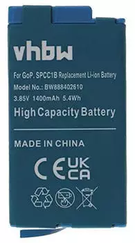 vhbw Akku kompatibel mit GoPro Max, Max 360°, Max ACBAT-001 Videokamera Camcorder (1400mAh, 3,85V, Li-Ion)
