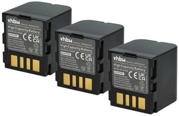 vhbw 3x Akku kompatibel mit JVC GR-D650EX GR-D450EG GR-D450E GR-D645EG GR-D645 GR-D650 Videokamera Camcorder (1200 mAh 7,2 V Li-Ion)