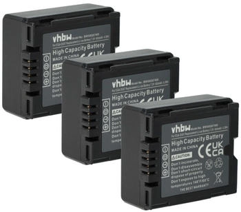vhbw 3x Akku kompatibel mit Panasonic NV-GS60 NV-GS55K NV-GS70 NV-GS500 NV-GS50 NV-GS400 Videokamera Camcorder (600 mAh 7,2 V Li-Ion)
