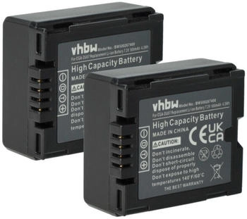 vhbw 2x Akku kompatibel mit Panasonic NV-GS30 NV-GS280 NV-GS33 NV-GS35 NV-GS300 NV-GS330 Videokamera Camcorder (600 mAh 7,2 V Li-Ion)