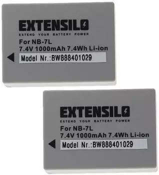 EXTENSILO 2x Akku Ersatz f&uuml;r Canon NB-7L f&uuml;r Kamera (1000mAh, 7,4V, Li-Ion)