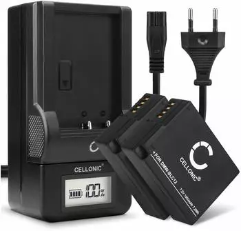 Cellonic 2x Kamera-Akku DMW-BLC12 kompatibel 1000mAh, 7,4V + Ladegerät (921257)