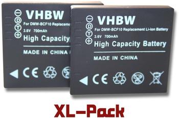 vhbw 2 x vhbw Akku Set 700mAh für Kamera Panasonic Lumix DMC-FT2, DMC-FT3, DMC-FT4, DMC-FX40, DMC-FX48DMC-FX60 wie DMW-BCF10DMW-BCF10E
