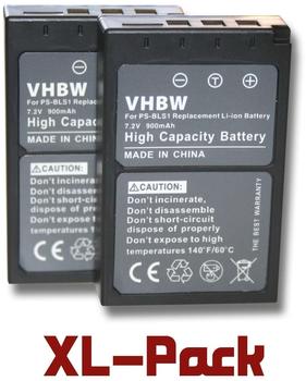 vhbw 2x Akku kompatibel mit Olympus Pen E-P1 E-P2 E-P3 E-PL1 E-PL3 E-PM3 Kamera Digicam DSLR (900mAh 7,2V Li-Ion)
