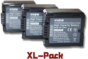 vhbw 3x Akku kompatibel mit Panasonic HDC-SD100 HDC-SD1 HDC-SD10 Videokamera Camcorder (700 mAh 7,2 V Li-Ion) + Infochip