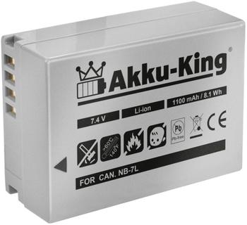 AKKU-KING Akku kompatibel zu Canon PowerShot G10, G11, G12, SX30 IS, 3153B001 - ersetzt NB-7L Li-Ion 1100mAh