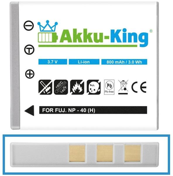 AKKU-KING Akku kompatibel zu Panasonic Lumix DMC-FX2, DMC-FX7, FinePix F402, F455, Medion MD 85416 - ersetzt NP-40, NP-1, CGA-S004 Li-Ion 800 mAh