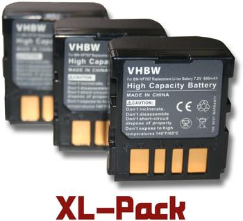 vhbw 3x Akku kompatibel mit JVC GR-D650EX GR-D450EG GR-D450E GR-D645EG GR-D645 GR-D650 Videokamera Camcorder (600 mAh 7,2 V Li-Ion)