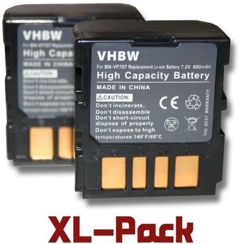 vhbw 2 x vhbw Akku Set 600mAh (7.2V) für JVC Camcorder Jvc wie Jvc Bn-Vf707, Bn-Vf707U, Bn-Vf714, Bn-Vf714U, Bn-Vf733,