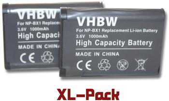 vhbw 2 x vhbw Akku Set 1000mAh für Kamera Sony Camcorder HDR-AS15, HDR-GW66, HDR-GW66VE, HDR-GWP88, HDR-GWP88V, HDR-AS30V Action Cam, HDR-MV1 wie NP-BX1