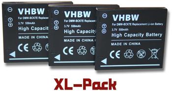 vhbw 3 x vhbw Akku Set 550mAh für Kamera Panasonic Lumix DMC-FP5G, DMC-FP5K, DMC-FP5P, DMC-FP5S