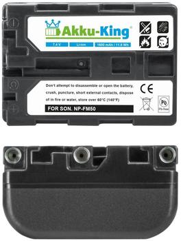 AKKU-KING Akku kompatibel Sony Cyber-Shot DSC-F707, TRV228, TRV8K, DSR-PDX10 - ersetzt NP-FM30, NP-FM50, NP-FM70, NP-FM90 Li-Ion 1600mAh