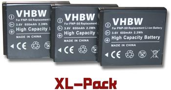 vhbw 3 x vhbw Kamera Akku SET für FUJIFILM FinePix Real 3D W3, X10, XP150 wie Fuji NP-50, Kodak Klic-7004