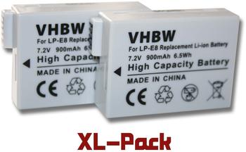 vhbw 2x Li-Ion Akku 900mAh (7.2V) für Kamera, Video, Camcorder Canon EOS 550, 550D, 650D, Kiss