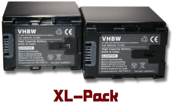 vhbw 2x Li-Ion Akku Set 4000mAh (3.6V) für Kamera JVC GZ-E10, GZ-E100, GZ-E200, GZ-E200AU, Gz-E200B