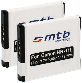 mtb 2x Ersatzakku für Canon NB-11L (600mAh)