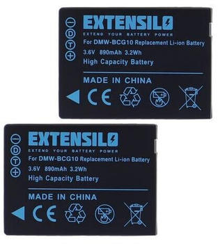EXTENSILO 2x Ersatzakku für Panasonic DMW-BCG10/DMW-BCG10E (890mAh)