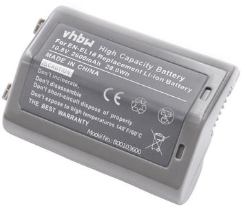 vhbw Akku Ersatz für Nikon EN-EL18 für Kamera (2600mAh, 10,8V, Li-Ion) mit Infochip