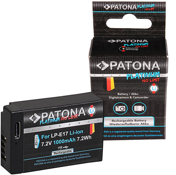 Patona Platinum Ersatzakku für Canon LP-E17 mit USB-C (1000mAh)