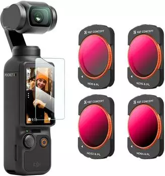 K&F Concept ND/PL-Filterset für DJI Osmo Pocket 3, magnetisch, 4er-Pack (ND8/PL, ND16/PL, ND32/PL, ND64/PL)