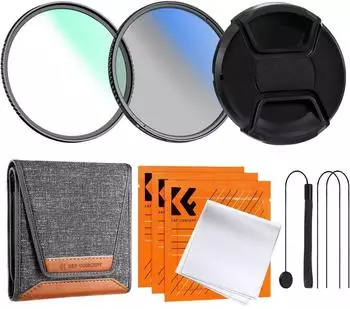 K&F Concept Filterset 77mm UV-Filter + Polfilter (CPL) mit Objektivdeckel und Aufbewahrungstasche