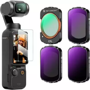 K&F Concept Magnetisches Filterset für DJI Osmo Pocket 3, 4er Pack CPL, ND16, ND64, ND256, Aluminiumrahmen