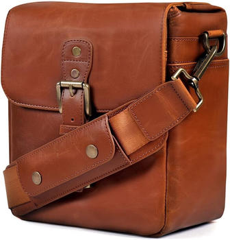MegaGear Echtleder Kuriertasche für Kameras hellbraun