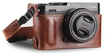 MegaGear Ever Ready Echtleder Kamera-Halbtasche mit Trageriemen für Fujifilm X-E4 braun