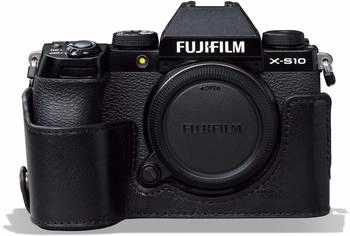 MegaGear Ever Ready Echtleder Kamera-Halbtasche mit Trageriemen für Fujifilm X-S10 schwarz