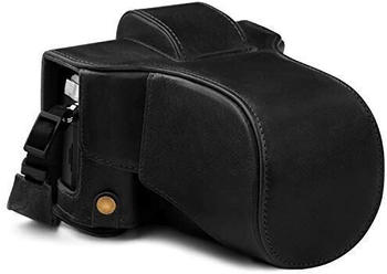 MegaGear Ever Ready Leder Kameratasche für Olympus OM-D E-M5 Mark III (14-150 mm) schwarz
