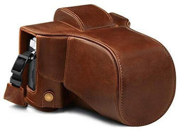 MegaGear Ever Ready Leder Kameratasche für Olympus OM-D E-M5 Mark III (14-150 mm) braun