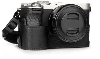 MegaGear Genuine Leather Half Camera Case for Sony Alpha a7C Mark II - Stylish and Protective (Black)