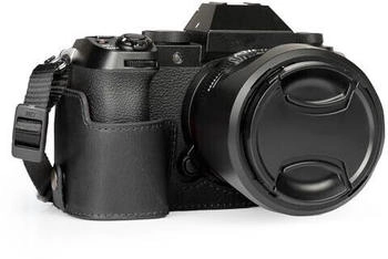 MegaGear Genuine Leather Half Camera Case for Fujifilm X-S20 - Stylish and Protective Digital Photography Bag (Black)