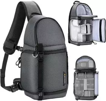 K&F Concept Kamera Sling Tasche Crossbody DSLR, grau