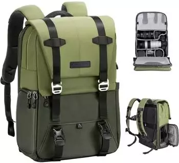 K&F Concept Kamerarucksack 20L, 15,6-Zoll-Laptopfach, spritzwassergesch&uuml;tzt, gr&uuml;n