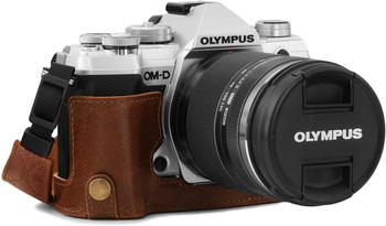 MegaGear Ever Ready Kamera-Halbtasche + Trageriemen für Olympus OM-D E-M5 Mark III braun