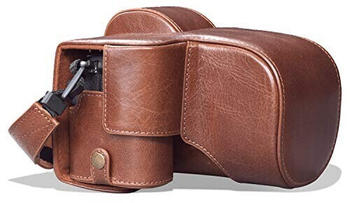 MegaGear Ever Ready Echtleder Kameratasche mit Trageriemen für Fujifilm X-S10 braun
