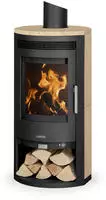 JUSTUS Kaminofen ""Baltrum D 2.0" Dauerbrand Sandstein Korpus Stahl Schwarz"
