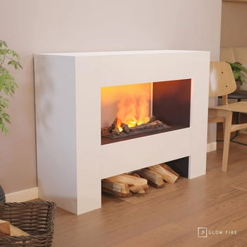 Glow Fire Fallada Opti-Myst Cassette 600 mit Holzdekoration natur/weiß