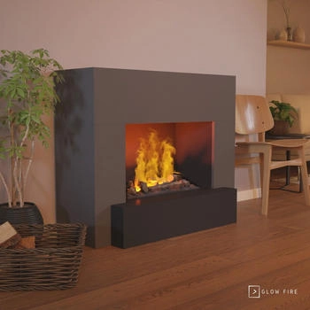 Glow Fire Hauptmann Opti-Myst Cassette 600 mit Holzdekoration grau