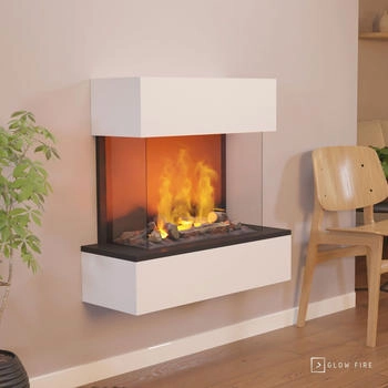 Glow Fire Hölderlin Sims Opti-Myst Cassette 600 mit Holzdekoration natur/weiß
